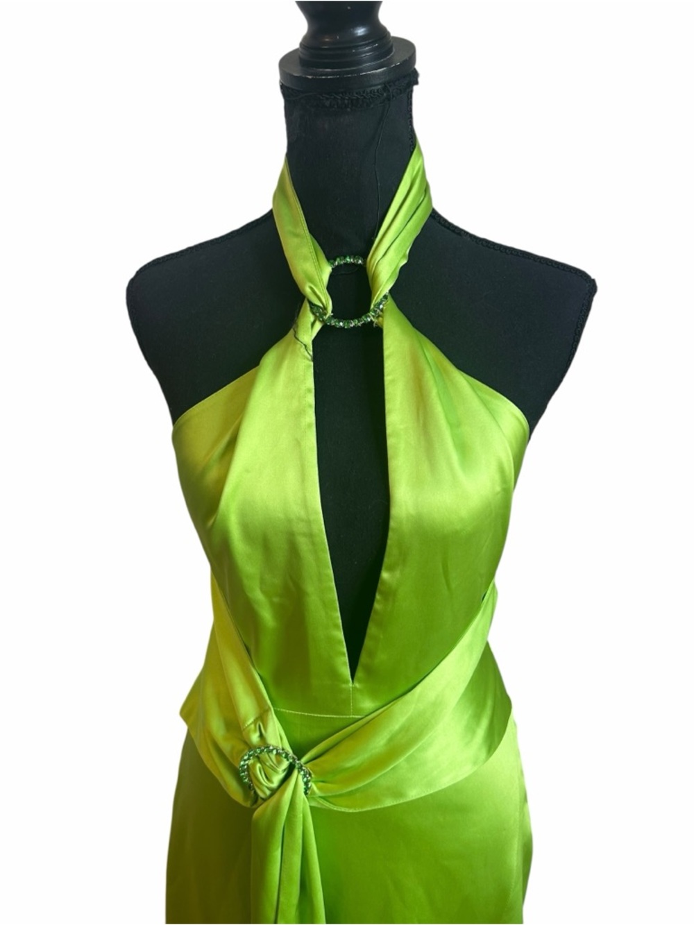 Khanums Kenisei Halter Gown In Limeade — image 4 of 8
